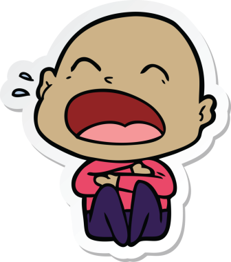 Bir insan tarafından çizilmiş kel adam diye bağıran bir çizgi film çıkartması.