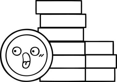 Bir insan tarafından çizilmiş bozuk paraların çizgi çizimi