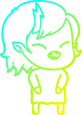 Bir insan tarafından çizilmiş gülen vampir kız çizgi filmi.