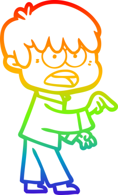 Bir insan tarafından çizilmiş endişeli bir çizgi film çocuğunun çizimi.