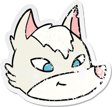 Bir insan tarafından çizilmiş kurt suratlı karikatür çıkartması.