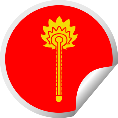 Bir insan tarafından çizilmiş dairesel soyulmuş garip çizgi film sıcak termometresi.