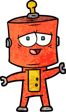 Bir insan tarafından çizilmiş çizgi film robotu