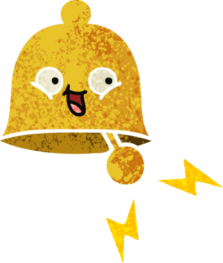 Bir insan tarafından çizilmiş bir çanın retro çizim tarzı karikatürü.