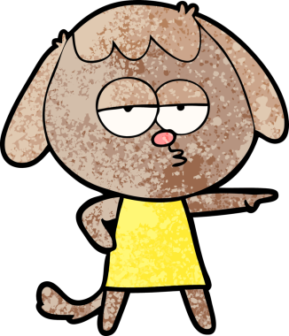 Bir insan tarafından çizilmiş, sıkılmış bir köpek.