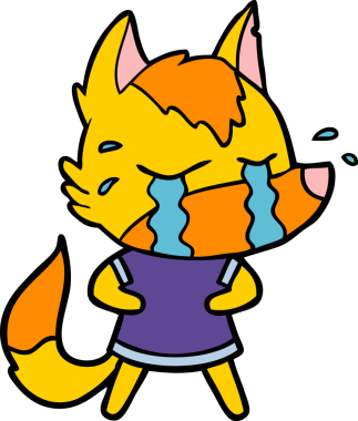 Bir insan tarafından çizilmiş üzgün küçük tilki çizgi film karakteri.