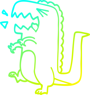 Bir insan tarafından çizilmiş kükreyen bir dinozorun soğuk gradyan çizimi