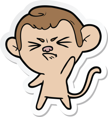 Bir insan tarafından çizilmiş sinir bozucu bir maymunun çıkartması.