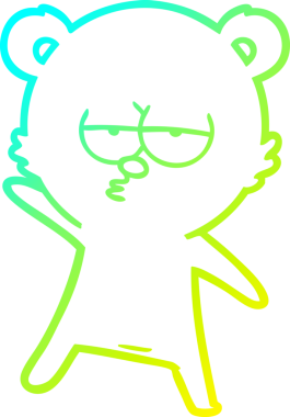 Sıkılmış bir ayı karikatürünün insan tarafından çizilmiş soğuk gradyan çizgisi