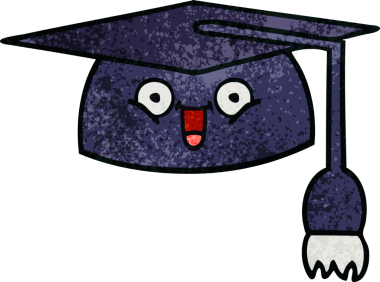 Mezuniyet şapkasının retro grunge deseni bir insan tarafından çizilmiş.