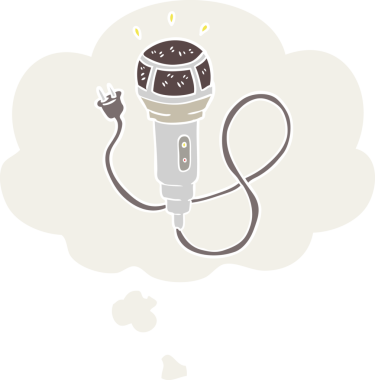 insan tarafından çizilmiş düşünce baloncuklu çizgi film mikrofonu.