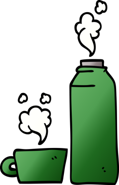 Bir insan tarafından çizilmiş matarada karalama sıcak içeceği.