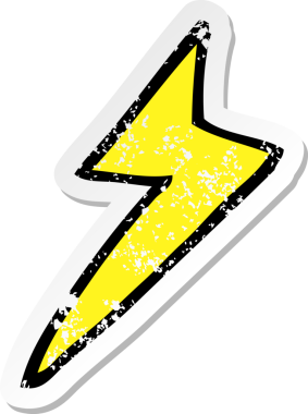 İnsan tarafından çizilmiş bir karikatür yıldırım sembolünün gerilmiş yapıştırması.