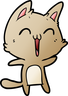 Bir insan tarafından çizilmiş mutlu çizgi film kedisi.