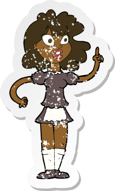 Bir insan tarafından çizilmiş endişeli bir hizmetçi çizgi filmin gerilimli yapıştırması.