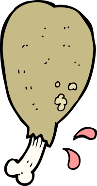 Bir insan tarafından çizilmiş tavuk budu çizgi filmi.