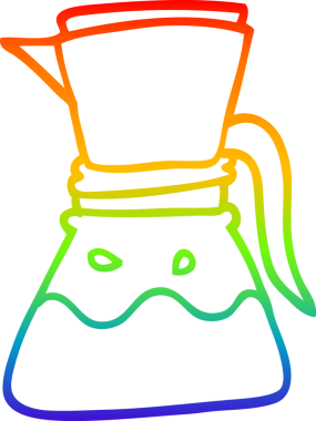 gökkuşağı gradyan çizgi çizimi bir insan tarafından çizilmiş bir filtre kahve makinesi