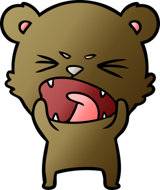 Bir insan tarafından çizilmiş kızgın çizgi film ayısı.