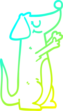 Bir insan tarafından çizilen çizgi film köpeğinin soğuk gradyan çizgisi.