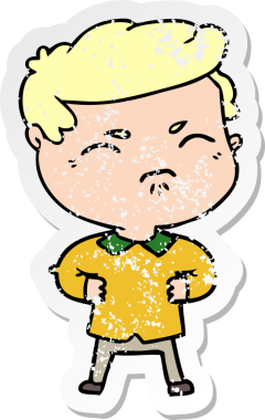 Bir insan tarafından çizilmiş sıkıntılı bir karikatür çıkartması.