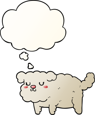 Düşünce baloncuğu olan çizgi film köpeği bir insan tarafından çizilmiş.