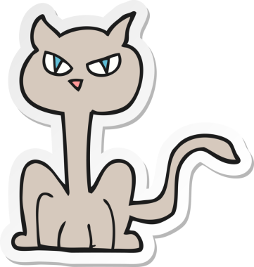 Bir insan tarafından çizilmiş kızgın bir kedinin çıkartması.