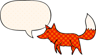 Bir insan tarafından çizilmiş çizgi roman tarzında konuşma balonu olan çizgi film kurdu.