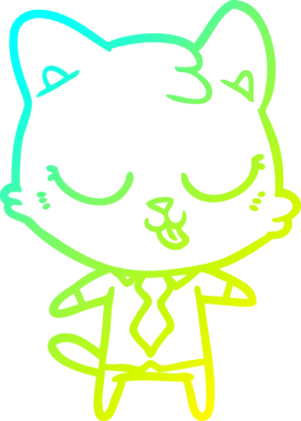 Bir insan tarafından çizilmiş bir çizgi film iş kedisinin soğuk gradyan çizimi