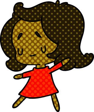 Bir insan tarafından çizilmiş sevimli bir kawai kızının çizgi film çizimi