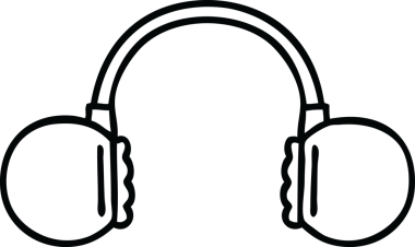 Bir insan tarafından çizilmiş eski bir kulaklığın çizgi çizimi