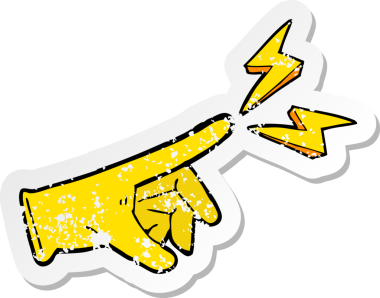 Bir insan tarafından çizilmiş lastik eldivenin gerilimli retro çıkartması.