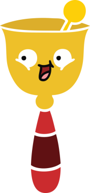 Bir insan tarafından çizilmiş okul çanının düz renkli retro karikatürü