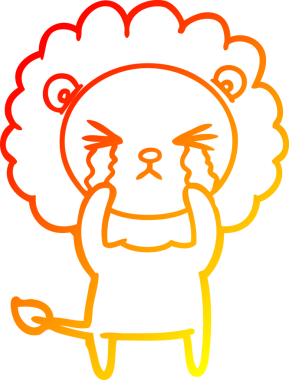 Bir insan tarafından çizilmiş, ağlayan bir aslanın çizgi çizimi.