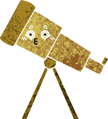 Bir insan tarafından çizilmiş bir teleskobun retro çizim tarzı karikatürü