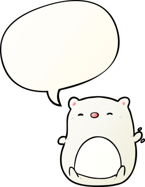 Bir insan tarafından çizilmiş tatlı kutup ayısı konuşma baloncuğu gibi yumuşak bir gradyan çizimi var.