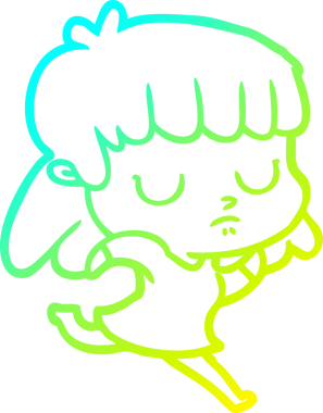 Soğuk gradyan çizgi çizimi, bir insan tarafından çizilmiş ilgisiz bir kadının çizimi.