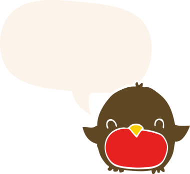 bir insan tarafından çizilmiş, retro tarzı konuşma balonu olan penguen çizgi filmi.