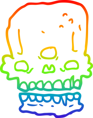 gökkuşağı gradyan çizgi çizimi bir insan tarafından çizilmiş ürkütücü kafatası