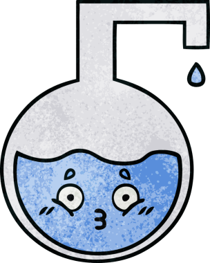 Bir insan tarafından çizilmiş bir bilimsel deneyin retro grunge doku karikatürü