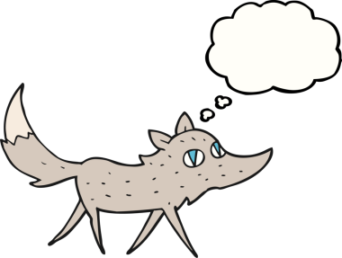 Serbest çizim düşünce balonu çizgi filmi küçük kurt bir insan tarafından çizilmiş.