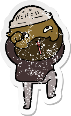 Bir insan tarafından çizilmiş mutlu sakallı bir adamın sıkıntılı çıkartması.