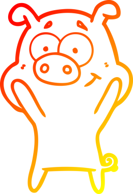 Bir insan tarafından çizilmiş mutlu çizgi film domuzu çizimi.