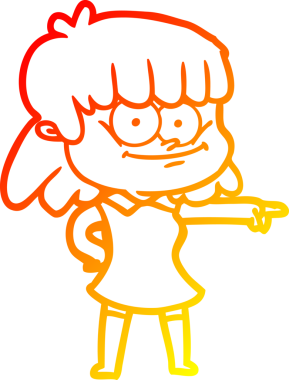 Bir insan tarafından çizilmiş gülümseyen çizgi film kızı çizimi.