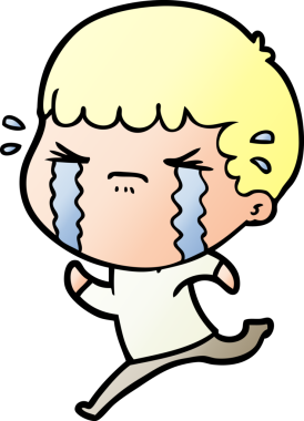 Bir insan tarafından çizilmiş ağlayan çizgi film adamı.