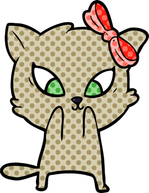 Bir insan tarafından çizilmiş çizgi film kedisi.