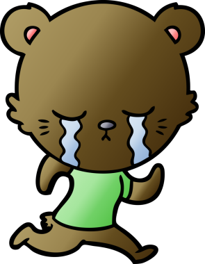 Bir insan tarafından çizilmiş ağlayan çizgi film ayısı.