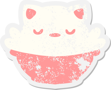 Sevimli kedi pudingi bir insan tarafından çizilmiş.