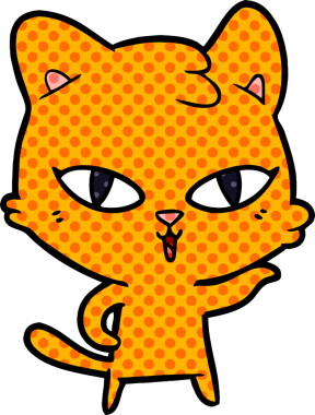 Bir insan tarafından çizilmiş çizgi film kedisi.