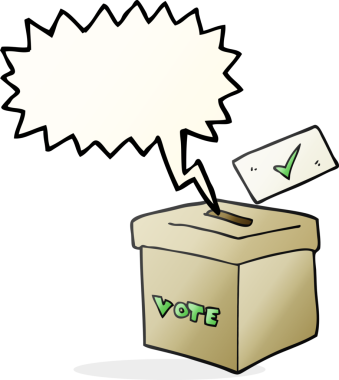 Bir insan tarafından çizilmiş serbest konuşma balonu çizgi film oy sandığı