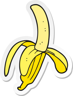 Bir insan tarafından çizilmiş bir muzun çıkartması.